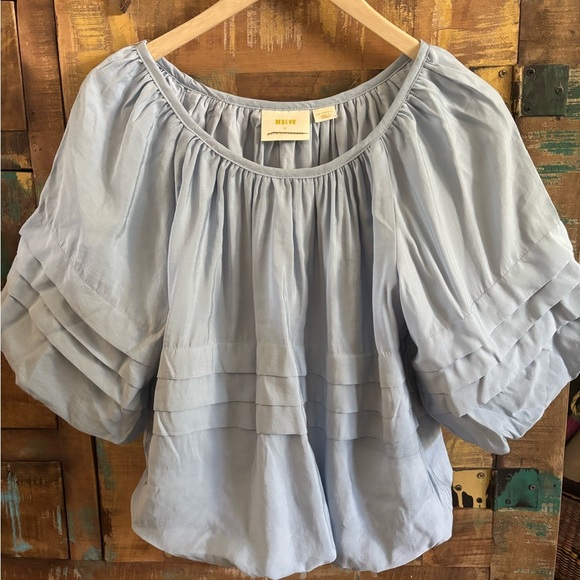 Anthropologie Maeve Short Sleeve Bubble Tiered Top NWOT - Picture 5 of 7